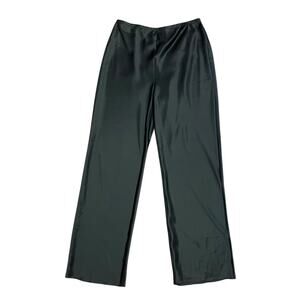Reformation Women's M Black Gale Satin High-Rise Straight Bias Pull On Pants EUC